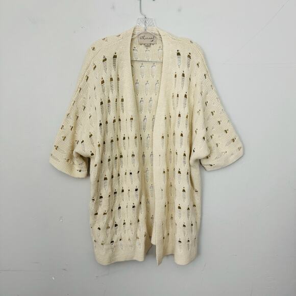 Ethereal By Paper Crane Beige Crochet Open Front Cardigan Women’s Size S - Picture 1 of 7